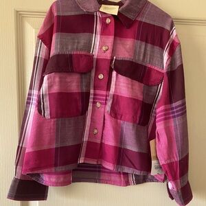 ThereAbouts Girls Button Down Plaid Shirt Size 7/8